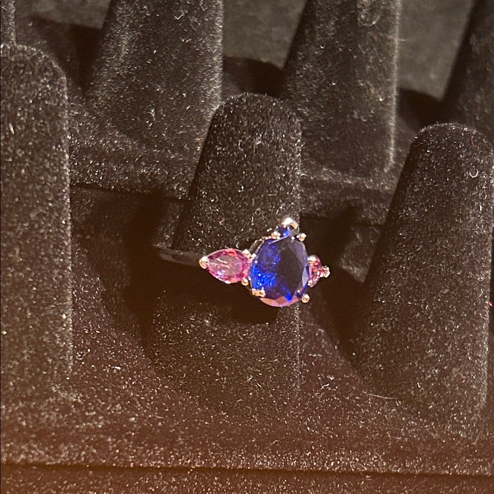 Elegant Blue and Purple Women's Ring 925 silver - Picture 3 of 9